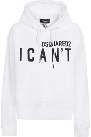Dsquared2 Sweathshirts & Hoodies, Dame, Hvid, 2XS, Bomuld, Hoodie med print