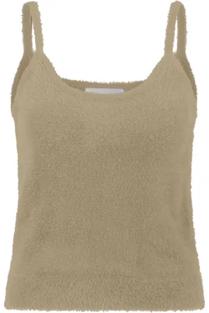 Fabienne Chapot Top, Dame, Gul, S, Uld, Beige Rundhalset Top