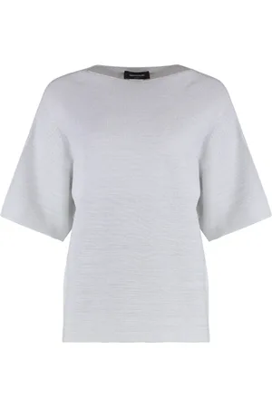 Fabiana Filippi Strik, Dame, Grå, L, Bomuld, Lurex Strik Kortærmet Sweater