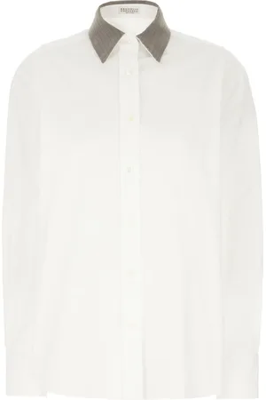 Brunello Cucinelli Bluser & Skjorter, Dame, Hvid, 3XL, Uld, Stilfulde Skjorter Samling