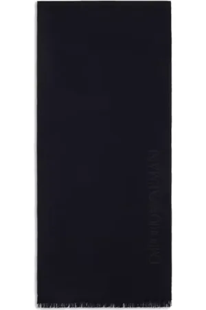 Emporio Armani Tilbehør, Herre, Blå, ONE SIZE, Uld, Logo Jacquard Uld Halstørklæde