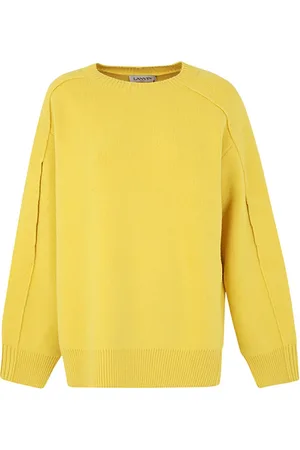 Lanvin Strik, Dame, Gul, S, Uld, Sunflower Cocoon Cape Jumper