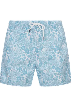 FEDELI Badetøj, Herre, Blå, 2XL, Lyseblå Badeshorts Med Tropisk Mønster