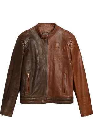 Golden Goose Jakke, Herre, Brun, XL, Læder, Biker Læderjakke