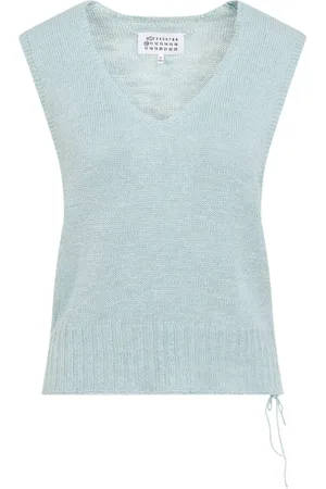 Maison Margiela Strik, Dame, Blå, XS, Hamp, Lyseblå Gilet Vest