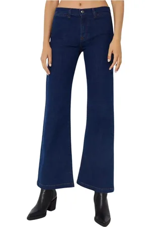 FAY Jeans, Dame, Blå, W27, Bomuld, Navy Flare Jeans med Lommer