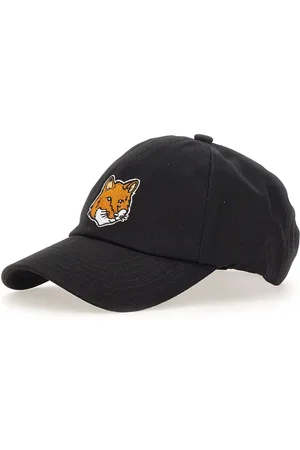 Maison Kitsuné Tilbehør, Dame, Sort, ONE SIZE, Bomuld, Bomuldsbaseballkasket med logo patch
