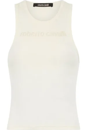 Roberto Cavalli Top, Dame, , M, Bomuld, Broderet Logo Rib Tanktop