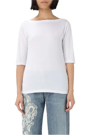 Dondup Top, Dame, Hvid, XS, Bomuld, Bomuld Bådhals T-shirt