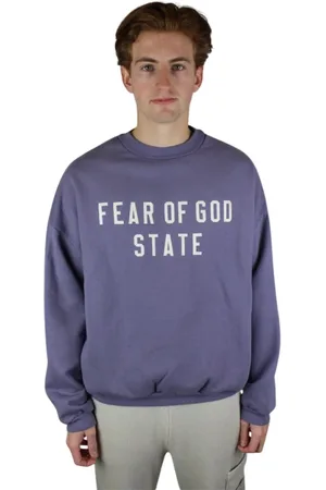 FEAR OF GOD Sweathshirts & Hoodies, Herre, Lilla, M, Bomuld, Luksuriøs Lavendel Kraftig Fleece Crewneck
