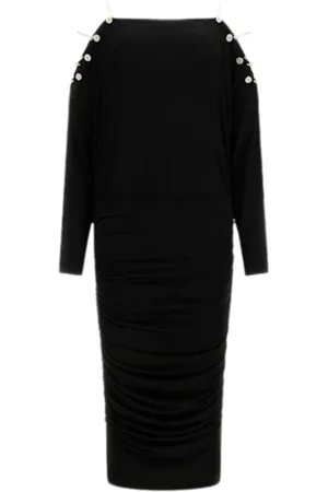 Guess Kjole, Dame, Sort, 2XL, Uld, Off-shoulder Mini Kjole med Dekorative Kæder