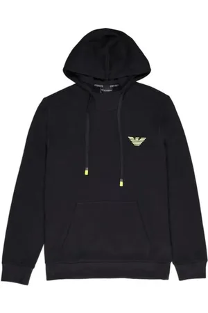 Emporio Armani Sweathshirts & Hoodies, Herre, Sort, S, Bomuld, Sort bomuldsblanding hættetrøje