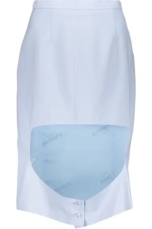 Burberry Nederdel, Dame, Blå, 2XS, Uld, Cut-out Front Midi Nederdel