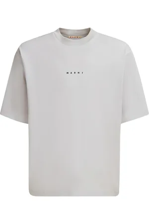 Marni Top, Herre, Grå, L, Bomuld, Logo Bomuldsjersey T-shirt