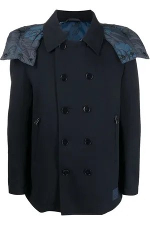 Etro Frakke, Herre, Blå, 2XL, Uld, Double-Breasted Frakke