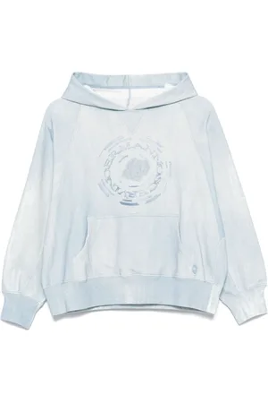 ERMANNO SCERVINO Sweathshirts & Hoodies, Dame, Blå, S, Lyseblå sweater med fransk frotté