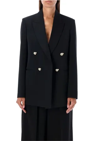 Lanvin Jakke, Dame, Sort, S, Uld, Sort uld blazer med markante skuldre