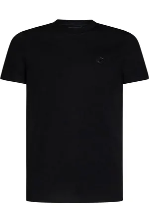 Emporio Armani Top, Herre, Sort, M, Bomuld, Logo Patch Crewneck T-shirt