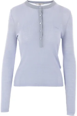 Chloé Strik, Dame, Blå, M, Uld, Ribstrikket sweater