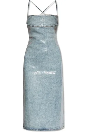 Diesel Kjole, Dame, Blå, XS, Denim, Strapless Denim Kjole