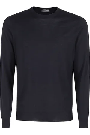 DRUMOHR Strik, Herre, Blå, 2XL, Uld, Merinould Sweater Ekstra Fin Krave