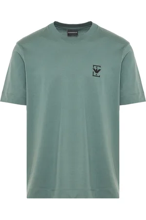 Emporio Armani Top, Herre, Grøn, L, Bomuld, Bomulds T-shirt med Designerstil