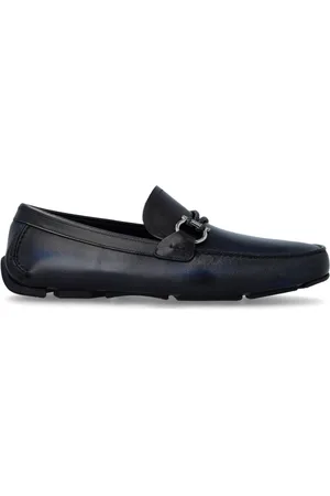 Salvatore Ferragamo Sko, Herre, Blå, 40 1/2 EU, Læder, Front 4 Driver Loafers