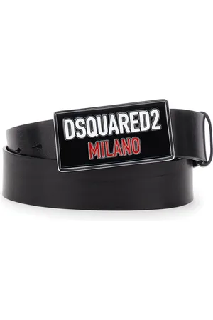 Dsquared2 Tilbehør, Herre, Sort, 90 CM, Læder, Sort bælte med logo-plade
