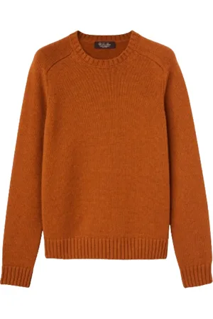 Loro Piana Strik, Dame, Brun, XS, Cashmere, Fluffy Brun Cashmere Crew Neck Sweater