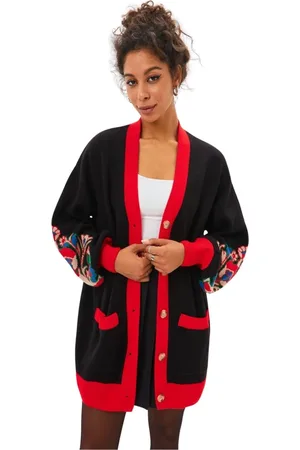 CESARE GASPARI Strik, Dame, Sort, ONE SIZE, Puffy Sleeve Cardigan