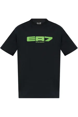 EA7 Top, Herre, Blå, M, Bomuld, Logo Series T-shirt i bomuldsjersey med overdimensioneret logo