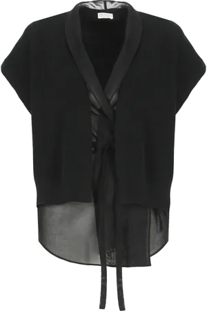 Brunello Cucinelli Strik, Dame, Sort, M, Bomuld, Lagdelt Cardigan