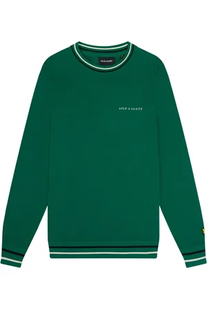 Lyle & Scott Strik, Herre, Grøn, M, Bomuld, Stribet Crew Neck Jumper