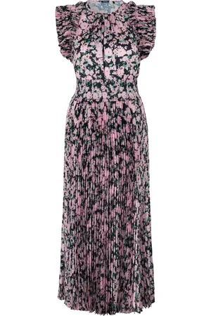JOOP! Kjole, Dame, Flerfarvet, S, Satin, Plisseret satin kjole med blomstermønster