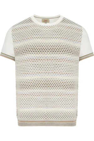 BOB der Bär Top, Herre, , M, Bomuld, Hvid Strikket T-shirt med Ribbed Finish