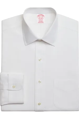 Brooks Brothers Skjorte, Herre, Hvid, 3XL, Bomuld, Hvid Regular Fit Non-Iron Stretch Bomuldsskjorte med Ainsley-krave