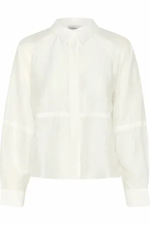 Karen by Simonsen Bluser & Skjorter, Dame, Hvid, XL, Nylon, Feminin Hvid Skjortebluse