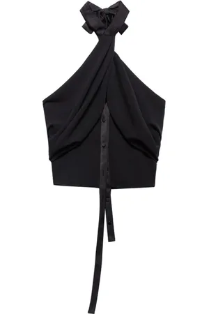 ANIYE BY Top, Dame, Sort, M, Sort Haltertop med Buedetalje