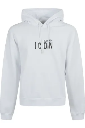 Dsquared2 Sweathshirts & Hoodies, Herre, Hvid, M, Bomuld, Hvid Hættetrøje med Afslappet Logo Print