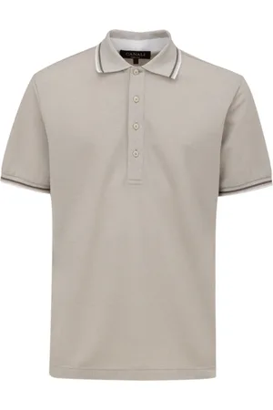 CANALI Top, Herre, Grå, M, Bomuld, Kortærmet poloshirt