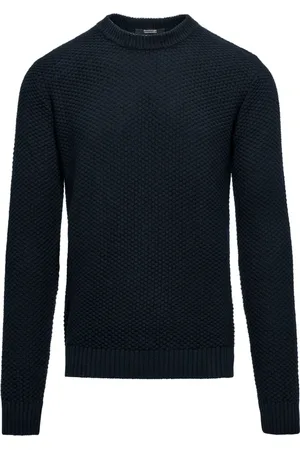 Bomboogie Strik, Herre, Blå, XL, Bomuld, Varm Tricot Crew Neck Sweater