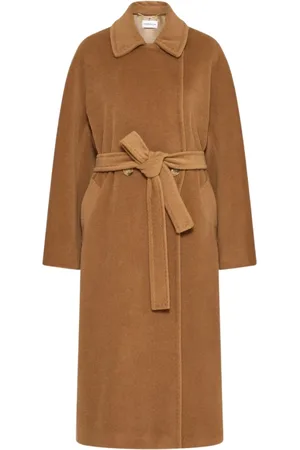 MARELLA Frakke, Dame, Brun, L, Uld, Camel Coat med Bælte