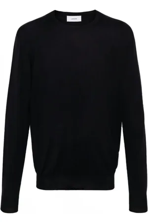LARDINI Strik, Herre, Blå, S, Uld, Navy Crew Neck Jumper
