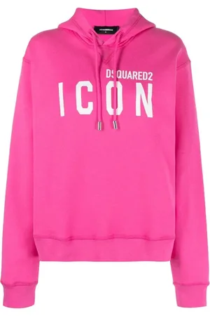 Dsquared2 Sweathshirts & Hoodies, Dame, Lyserød, XS, Bomuld, Logo Print Hættetrøje