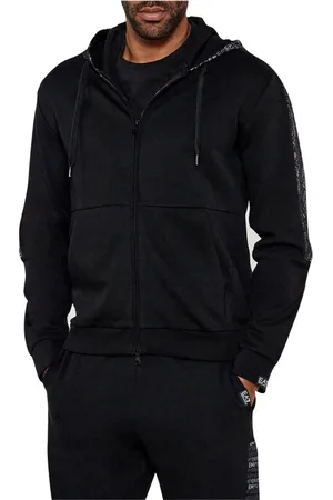 EA7 Sweathshirts & Hoodies, Herre, Sort, M, Bomuld, Sort Zip Hoodie Logo Serie