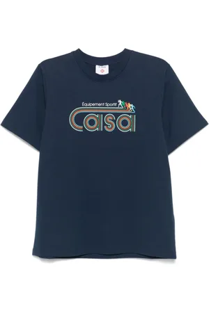 Casablanca Top, Herre, Blå, M, Bomuld, Navy T-shirt med tryk og rund hals