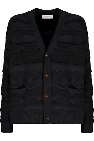 LANEUS Strik, Herre, Sort, L, Cardigan Fantasia Jacquard