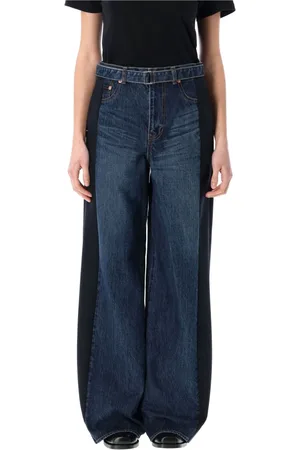 SACAI Jeans, Dame, Blå, L, Denim, Bred Denim Bukser Blå Navy