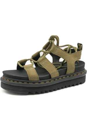 Dr. Martens Sko, Dame, Grøn, 39 EU, Læder, Nartilla Muted Olive flade sandaler