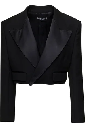 Dolce & Gabbana Jakke, Dame, Sort, 2XS, Uld, Sort Cropped Jakke Look 35